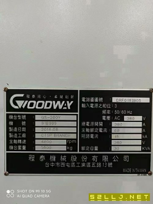 出售.:2017年台湾程泰，GS200Y车铣中心，8寸卡盘硬规，12工位伺服刀塔，精.