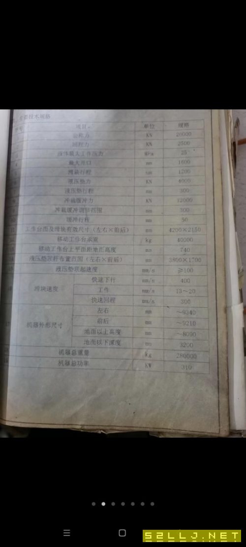 急售：2005年框架式新款2000吨液压机，天津锻压产，新款，台面4.2米乘2.15.