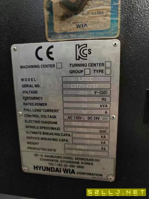 韩国威亚L400C斜规数控车，15寸卡盘，10工位刀架，液.