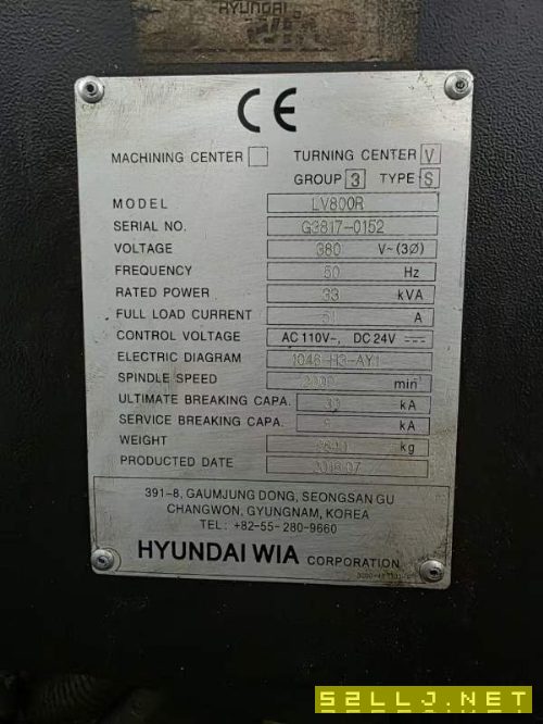 韩国原装威亚800数控立车，配18寸三千里液压卡盘A2-11.