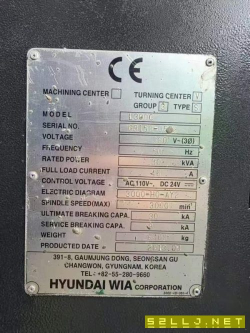 韩国原装进口威亚L300C硬轨机,主轴配15寸液压卡盘带.