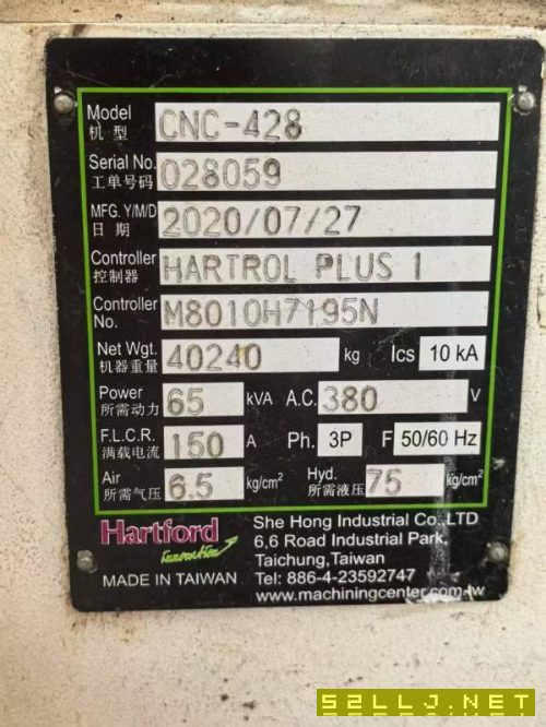 2020年台湾协鸿4028龙门加工中心，三菱系统，三线轨，.