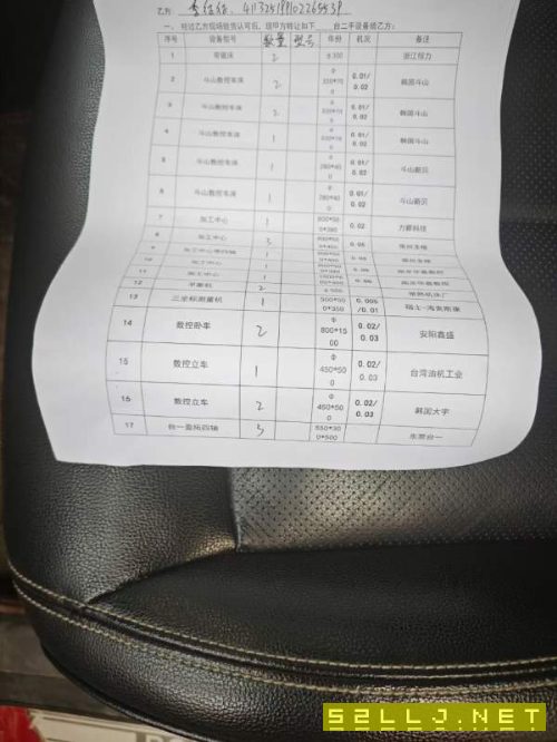 人在现场，在位出售数控机床设备一批，具体可看清单，.