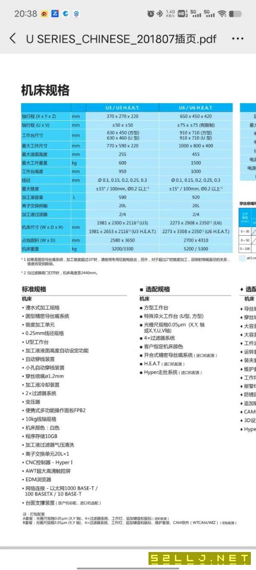 牧野u6慢走丝，进口机器99新，基本未用