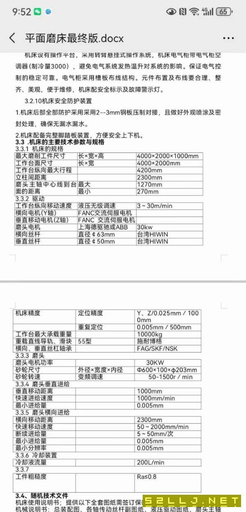 杭州HZ-K4020龙门平面磨，西门子系统